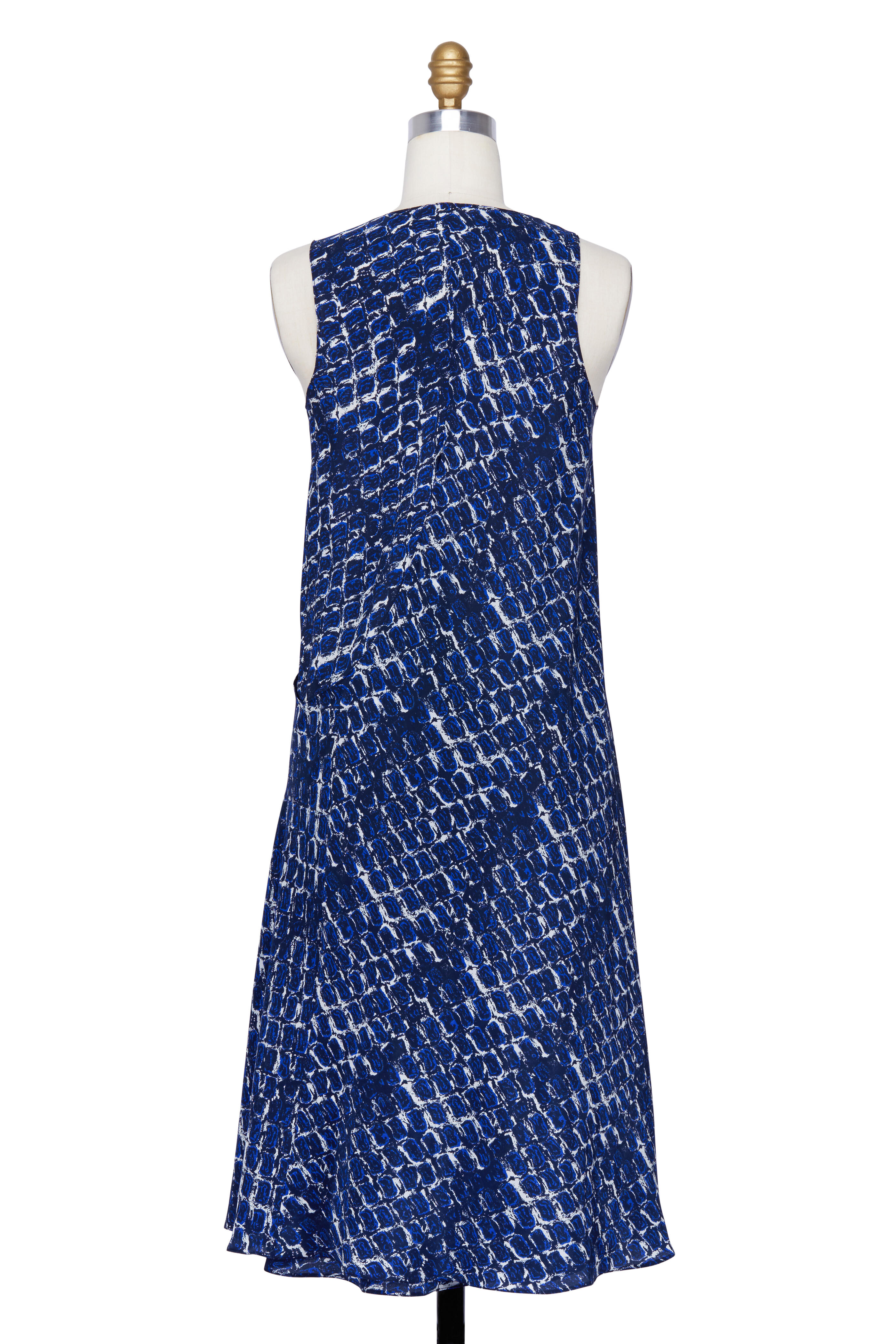 Peter Cohen - Sapphire Silk Print A-line Sleeveless Dress