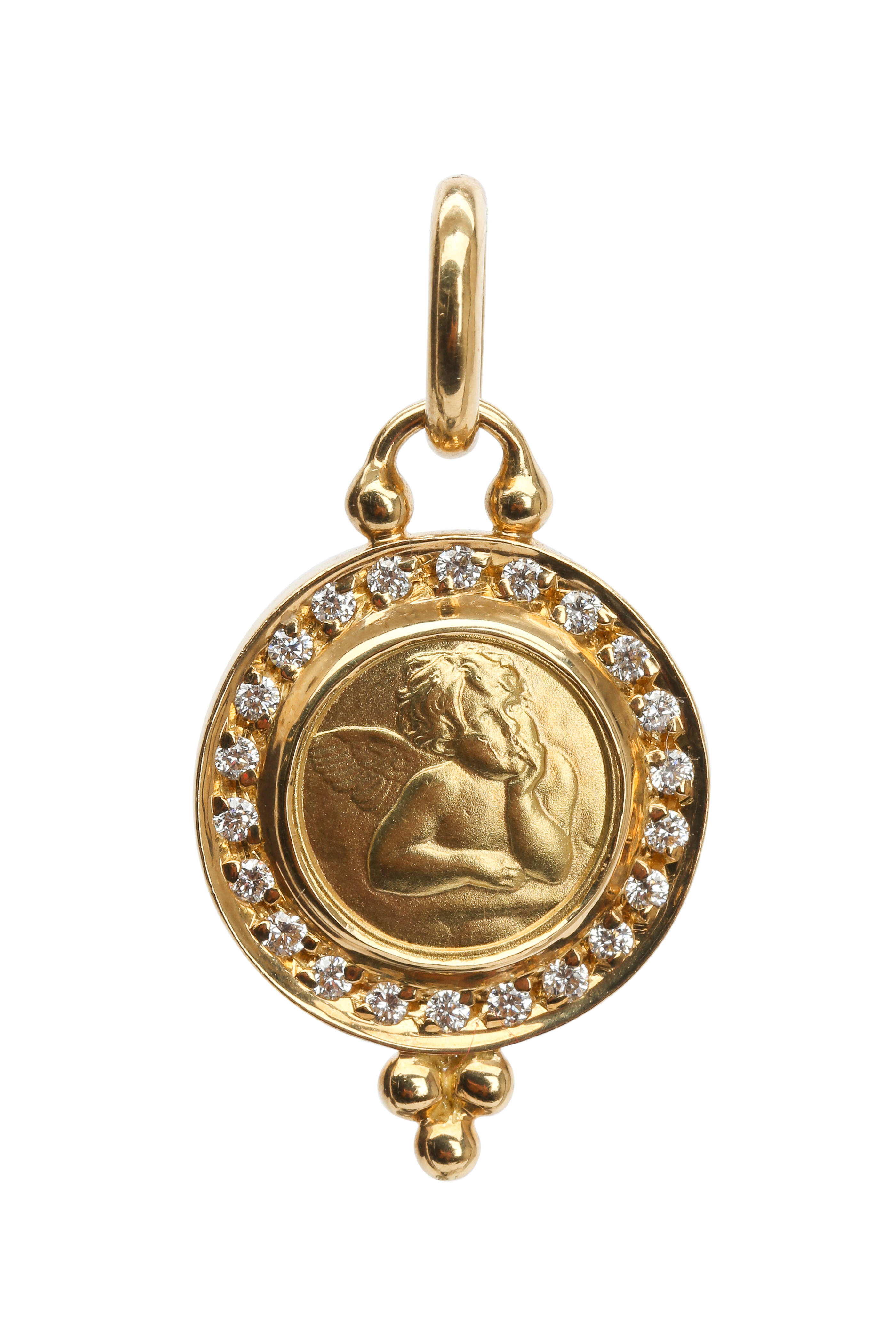 Temple St. Clair - 18K Yellow Gold Pavé Diamond Angel Pendant