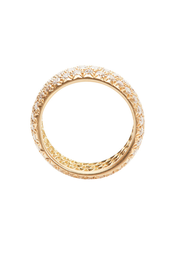 Caroline Ellen - 18K Yellow Gold Triple Row Diamond Ring