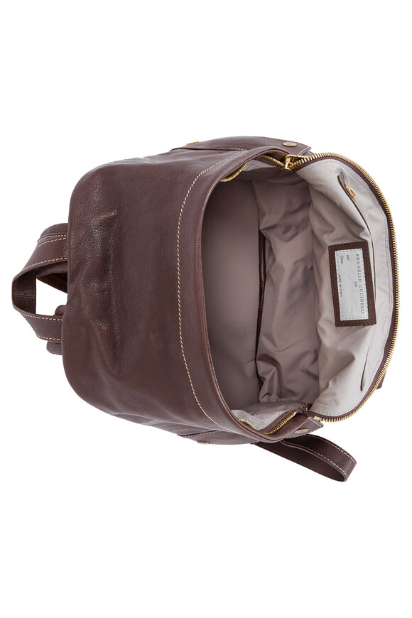 Brunello Cucinelli - Dark Brown Leather Backpack