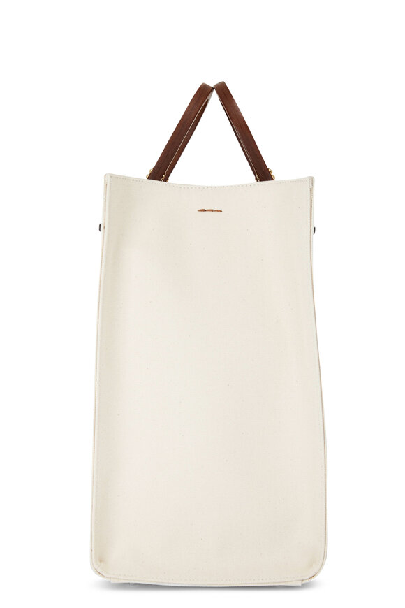 Fendi - Sunshine White Canvas Large Logo Tote