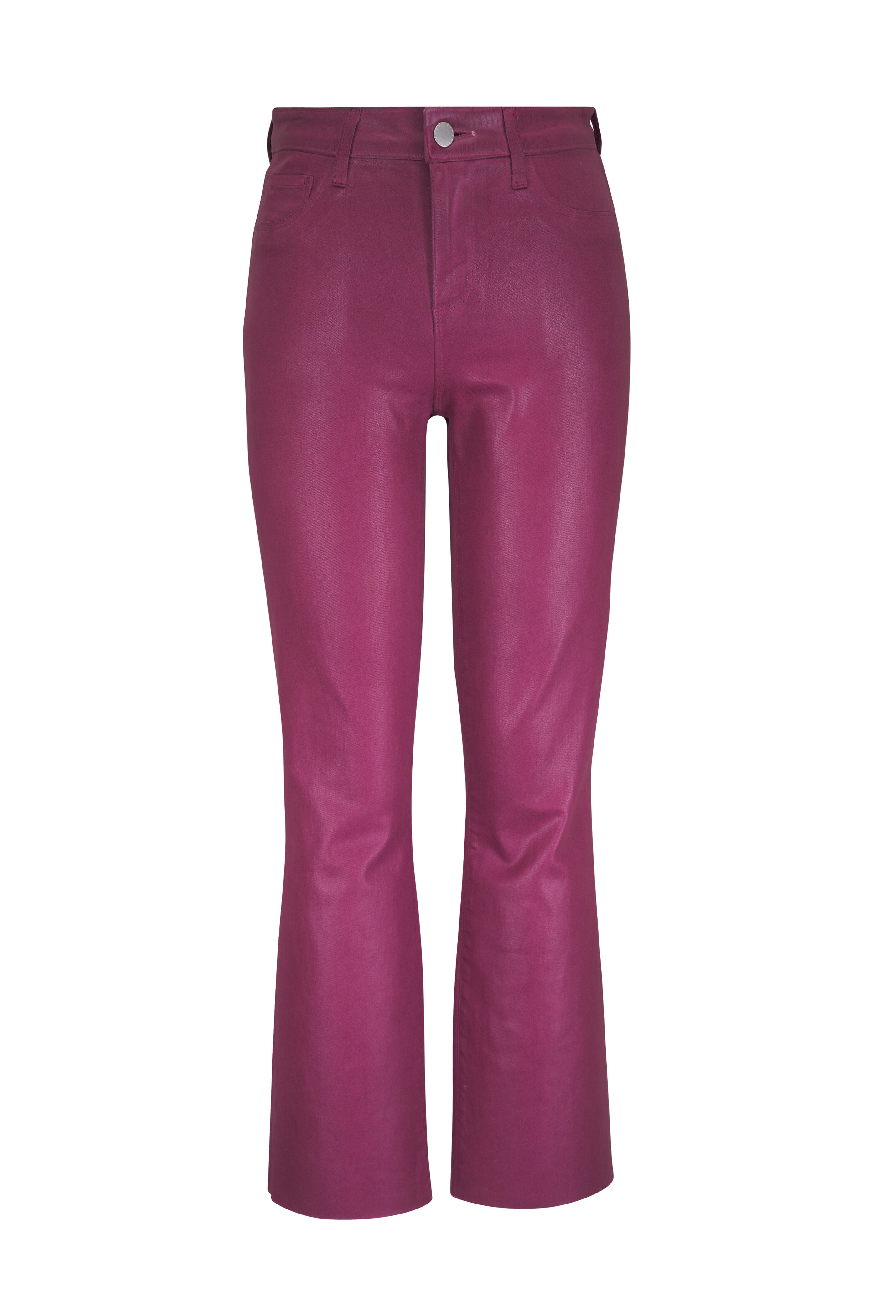 L'Agence - Kendra Deep Mauve Coated Crop Flare Jean