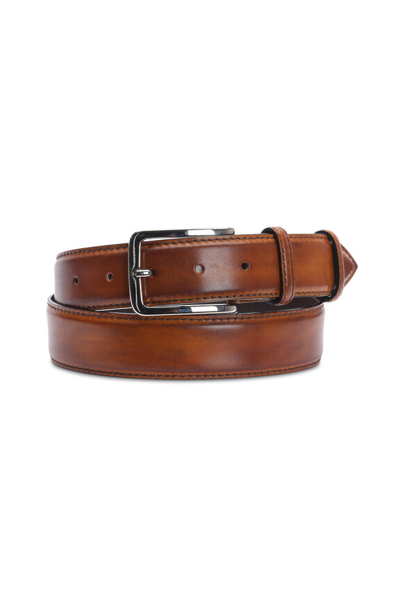 Bontoni - Light Brown Leather Belt | Mitchell Stores