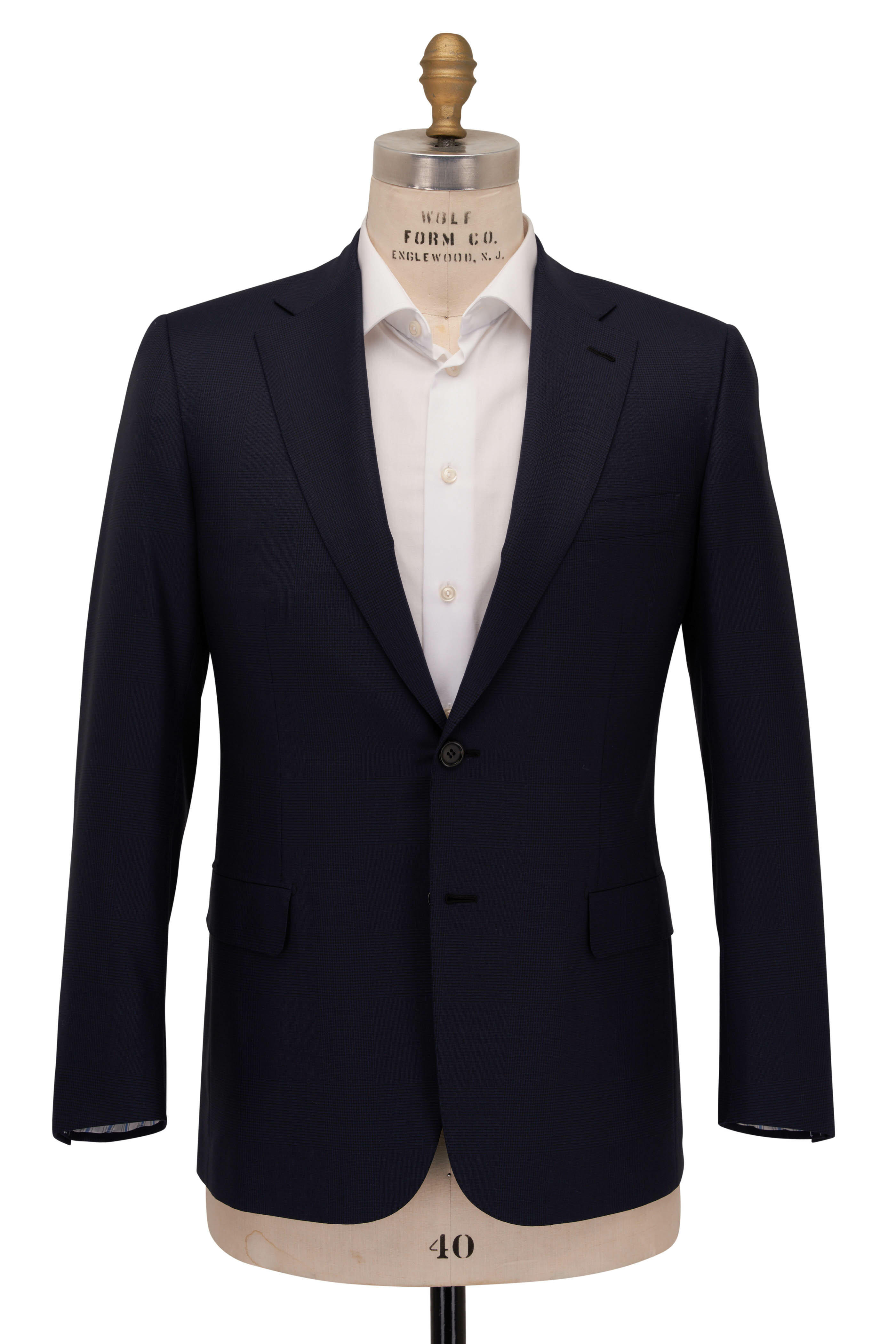 Brioni - Navy Prince of Wales 160s Wool Suit | Mitchell Stores