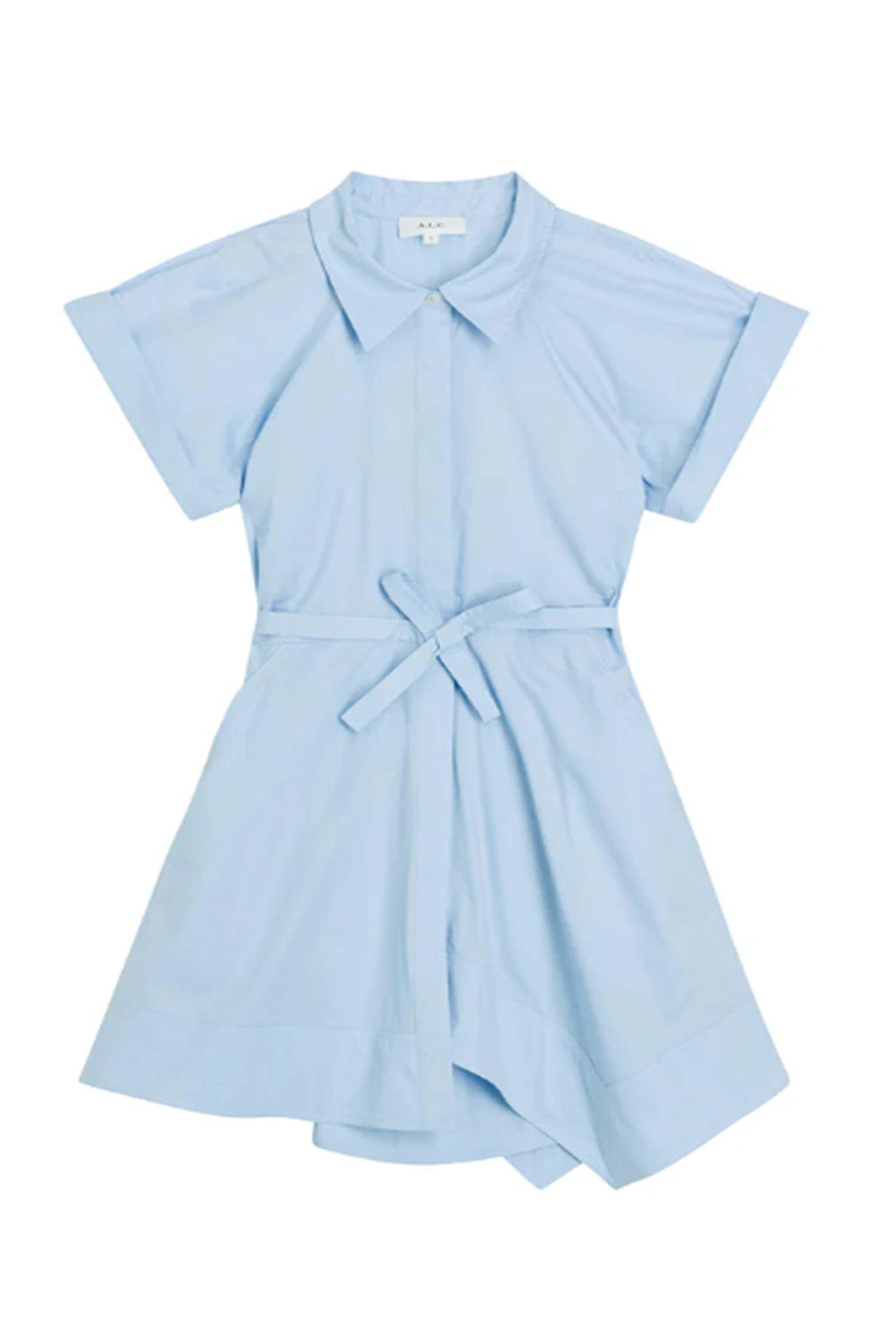 A.L.C. - Sky Blue Julie Cotton Mini Shirtdress