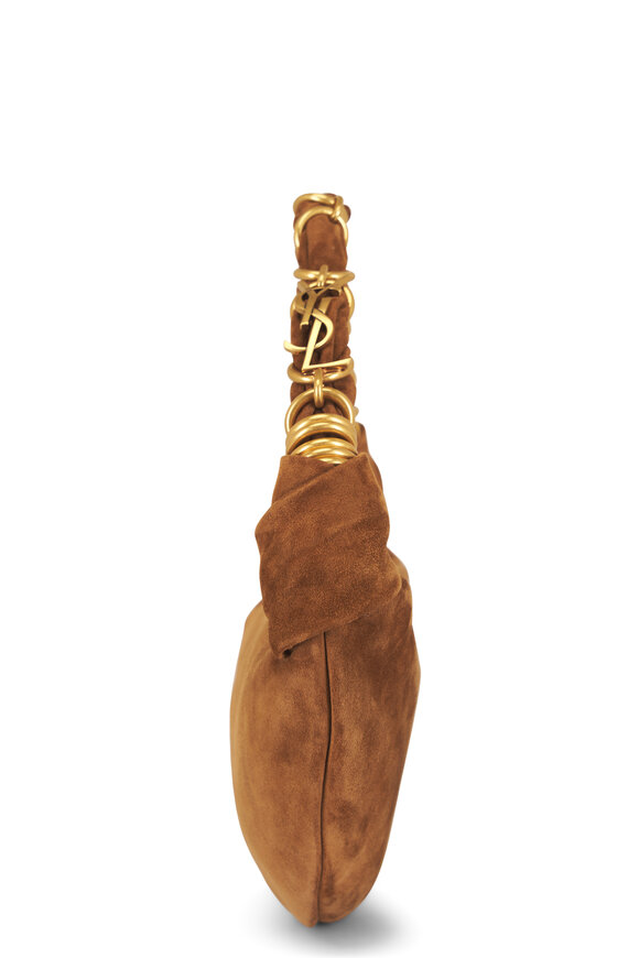 Saint Laurent Mini Amalia Carmel Suede Hobo Bag - view 4