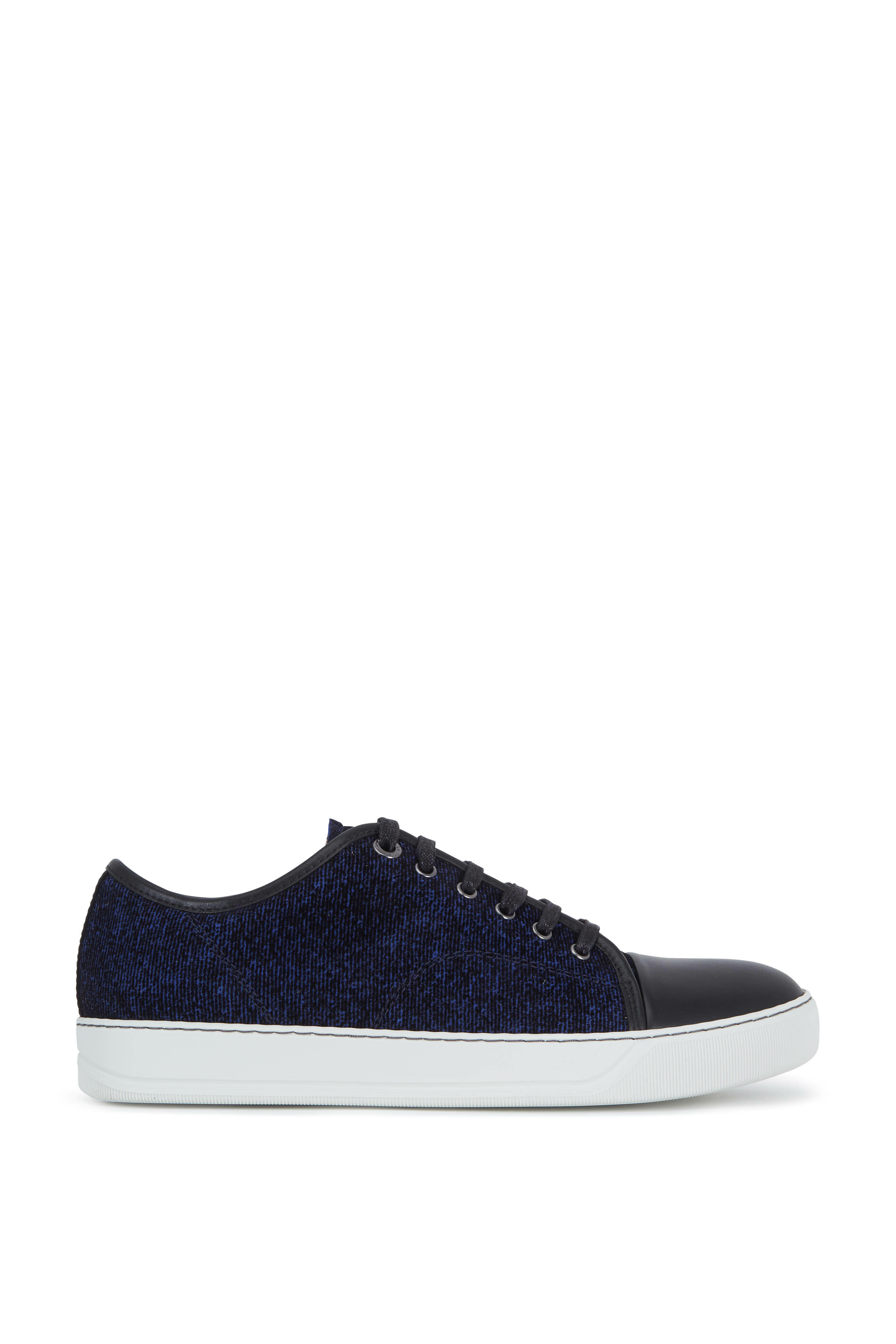 Lanvin - Royal Blue Flocked Leather Cap-Toe Sneaker