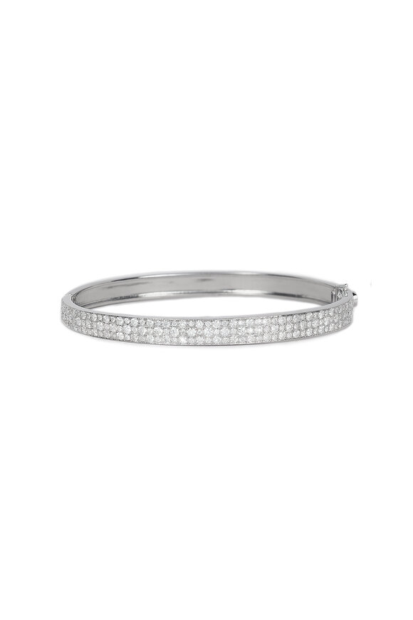 Nam Cho 18K White Gold Modern Pavé Bangle - view 1