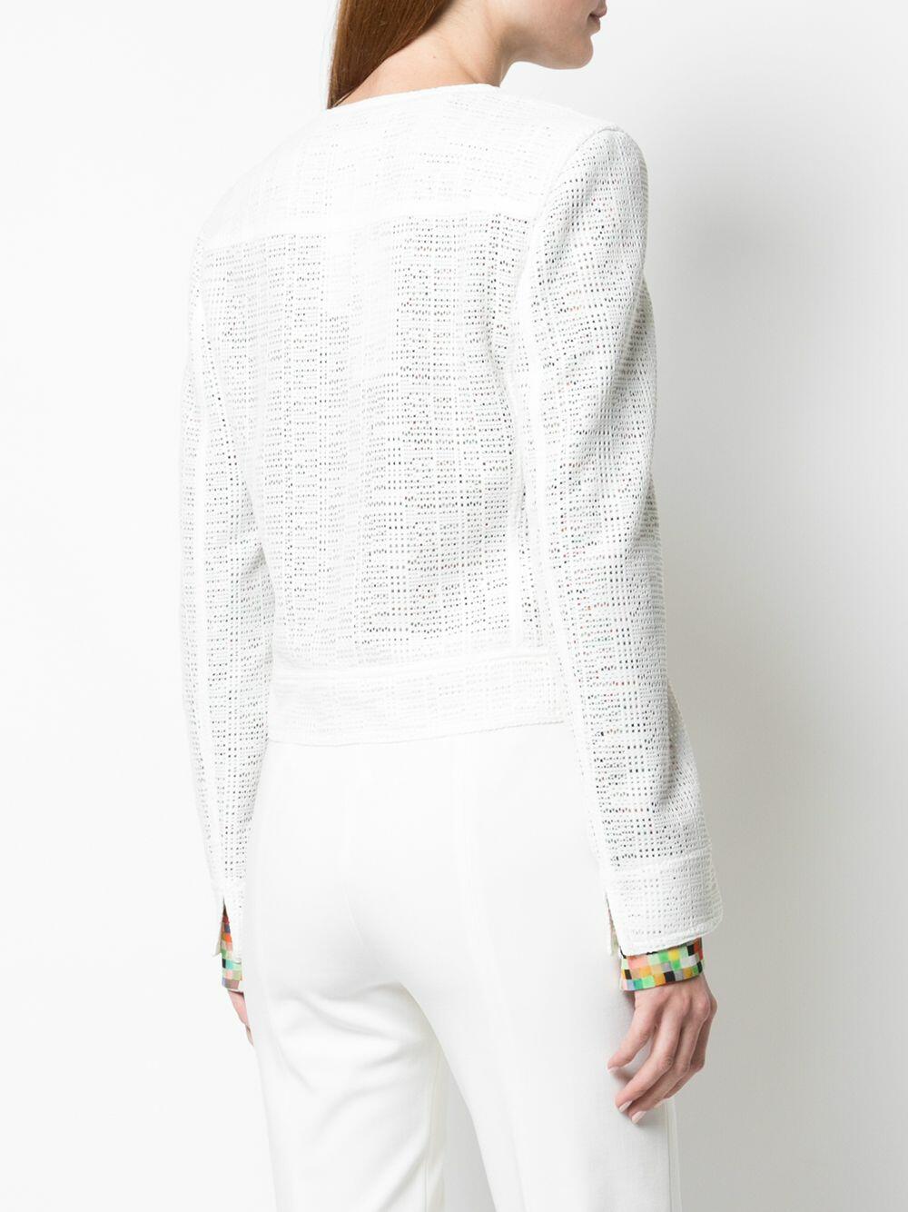 Akris Punto - Cream Grid Lace Cropped Jacket