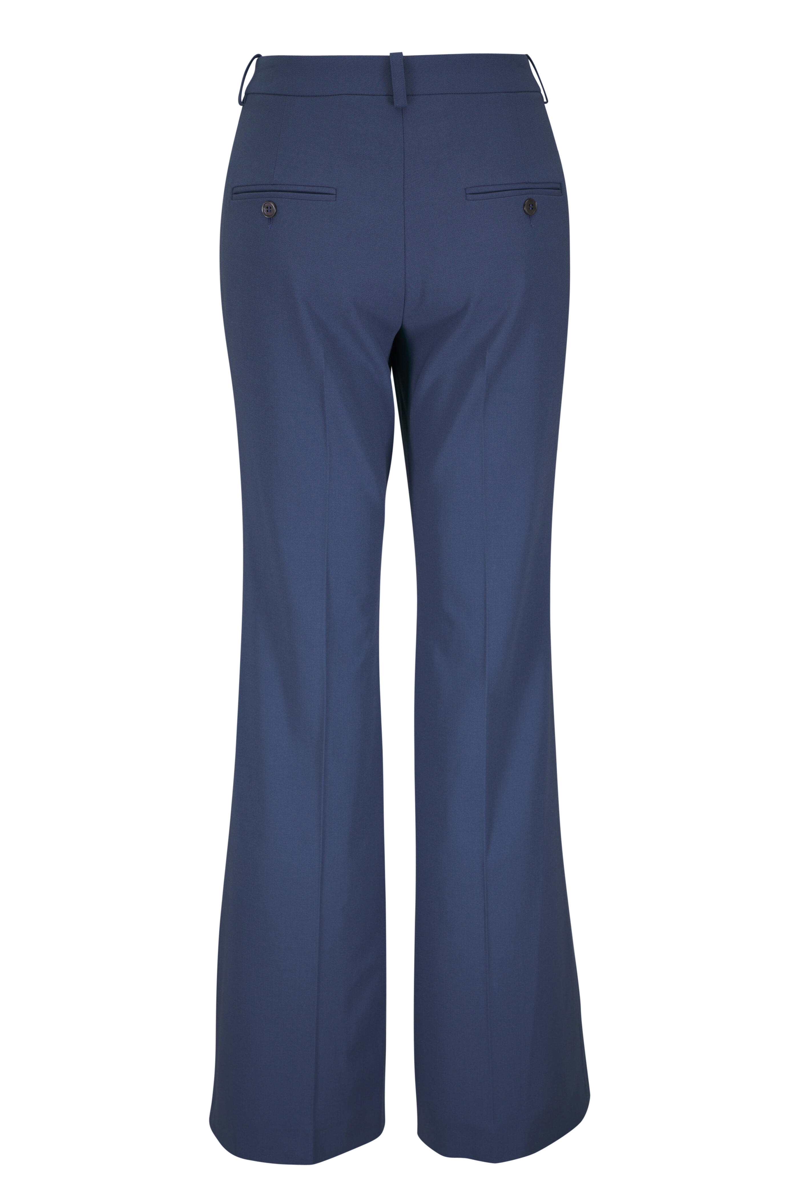 Michael Kors Collection - Haylee Steel Blue Stretch Wool Crepe Flare Pant