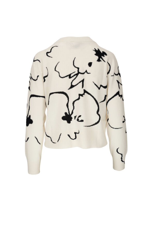 Akris - Ecru & Black Floral Cashmere Sweater 