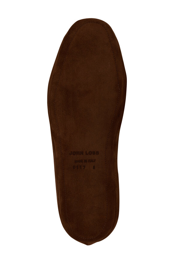 John Lobb - Kingston Brown Suede Shearling Slippers 