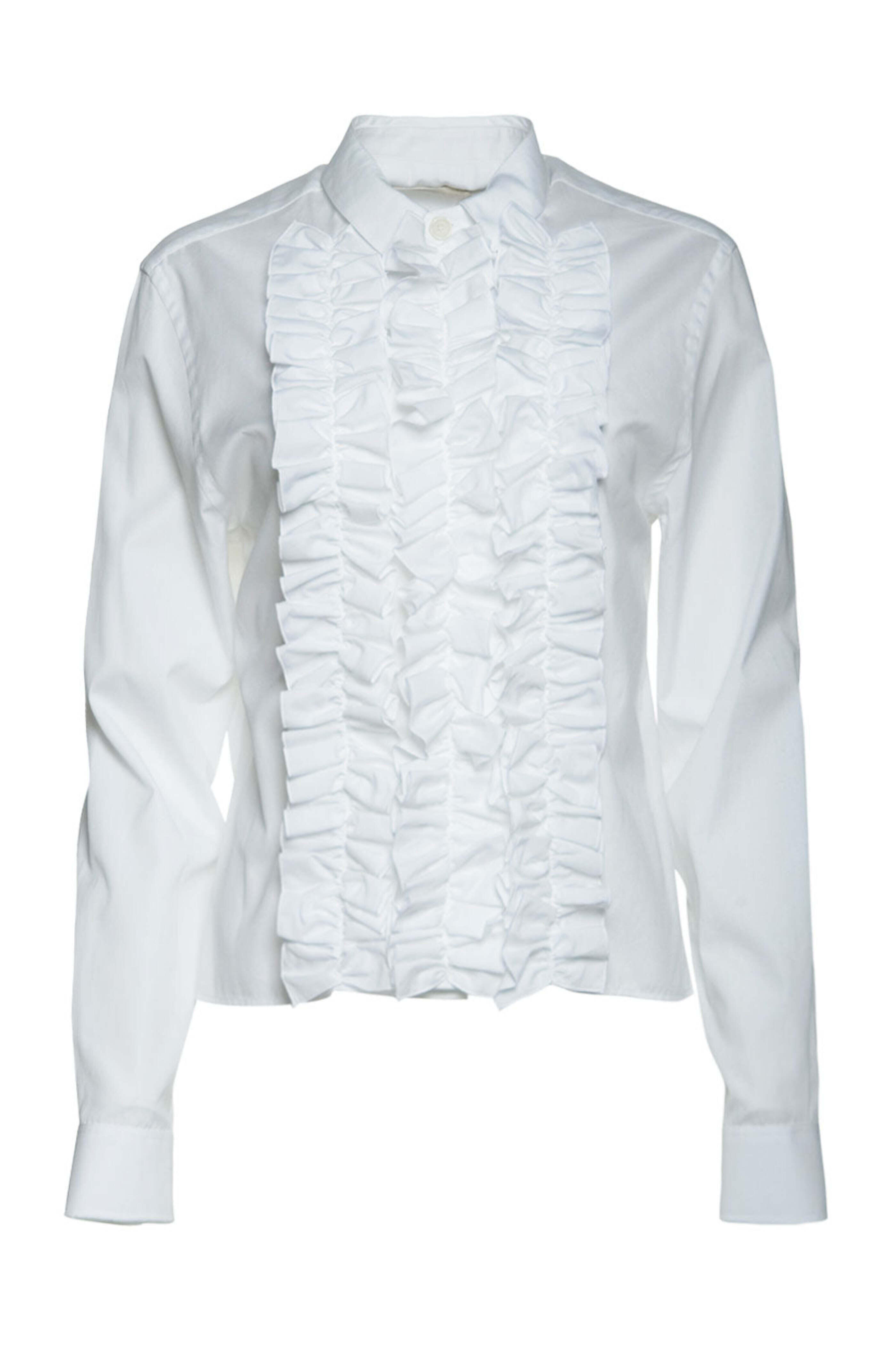 Marni - Lily White Ruffle Front Poplin Shirt