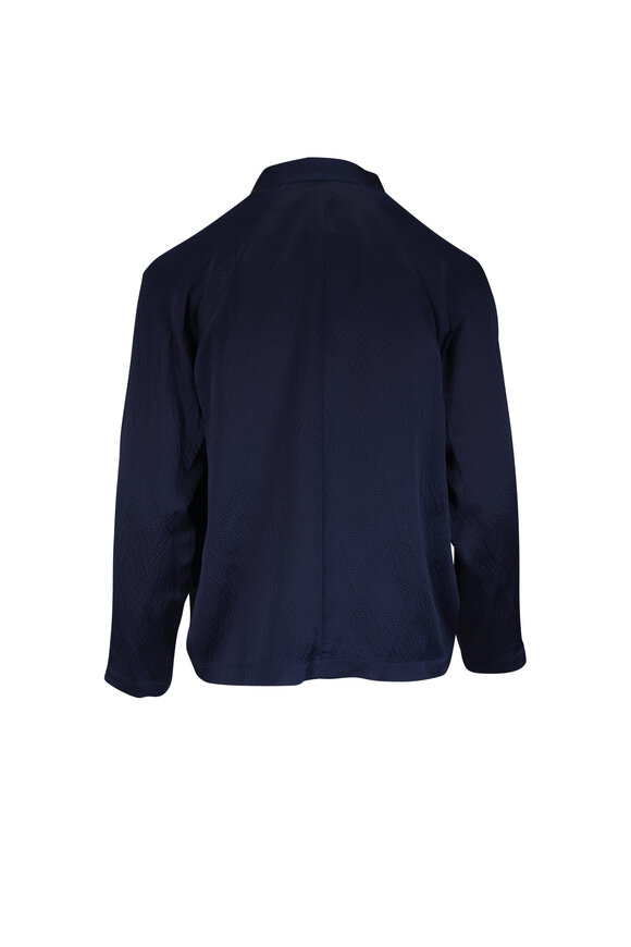 Zero + Maria Cornejo Evi Navy Blue Pebble Silk Long Sleeve Blouse - view 2