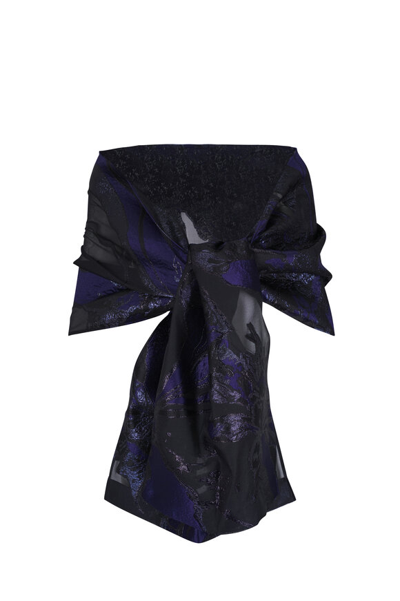 Talbot Runhof Royal & Navy Blue Monarch Jacquard Stole