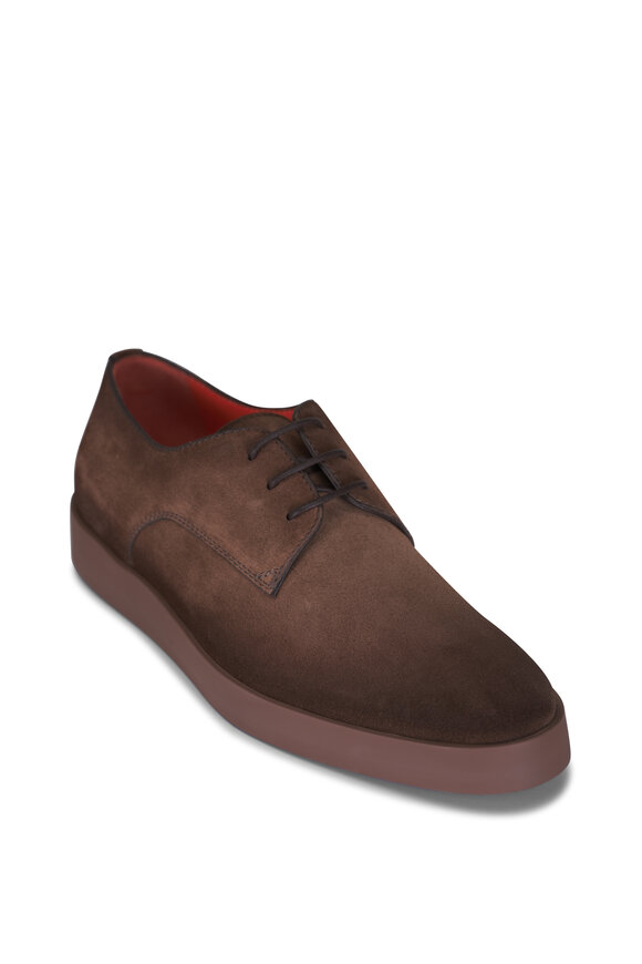 Santoni Dilate Brown Suede Lace Up Dress Shoe