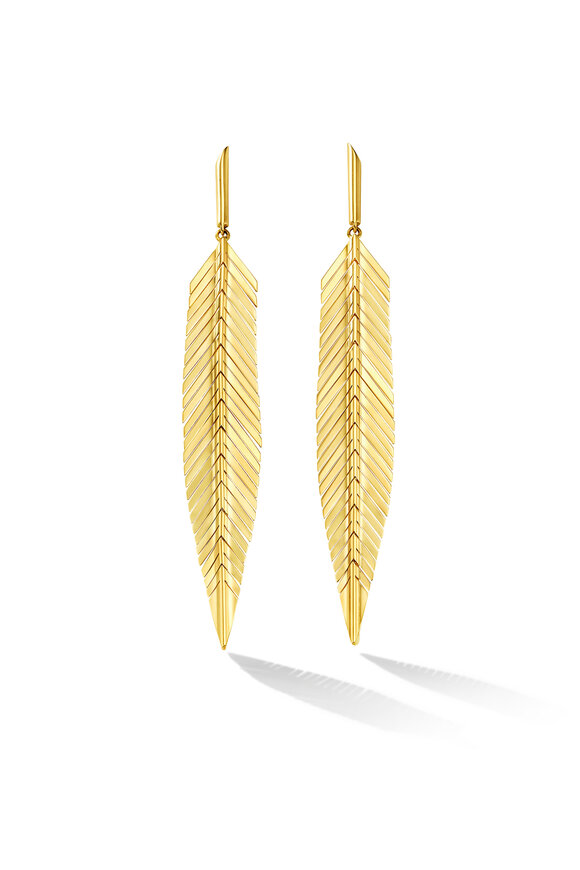 Cadar Yellow Gold Feathers That Move Earrings