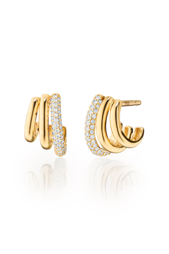 Monica Rich Kosann 18k Yellow Gold Pave Diamond Saturn Earrings