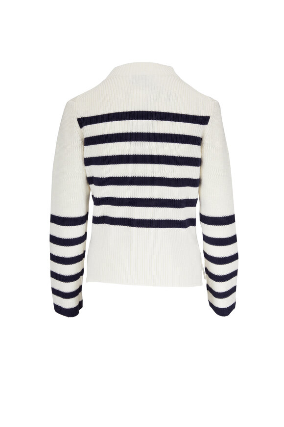 &Isla - Marina White & Navy Striped Ribbed Sweater