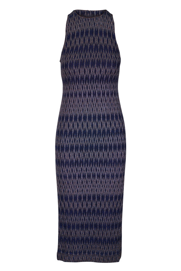 Missoni Navy Blue Metallic Midi Dress