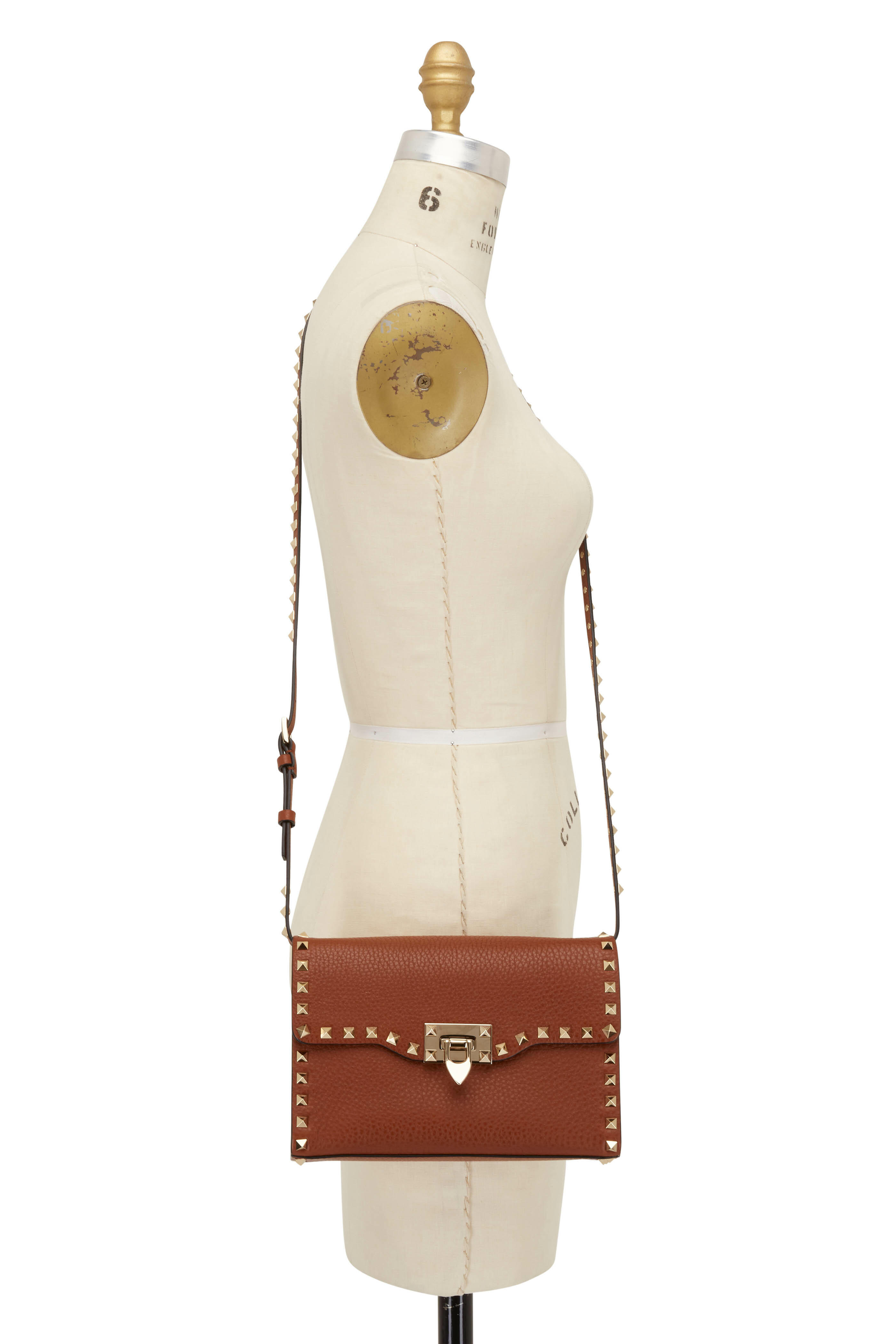 Valentino Garavani Women's Rockstud Leather Shoulder Bag - Ginger Bread