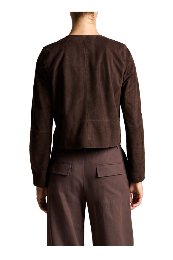 Vince Iron Suede Collarless Cropped Jacket - view 3