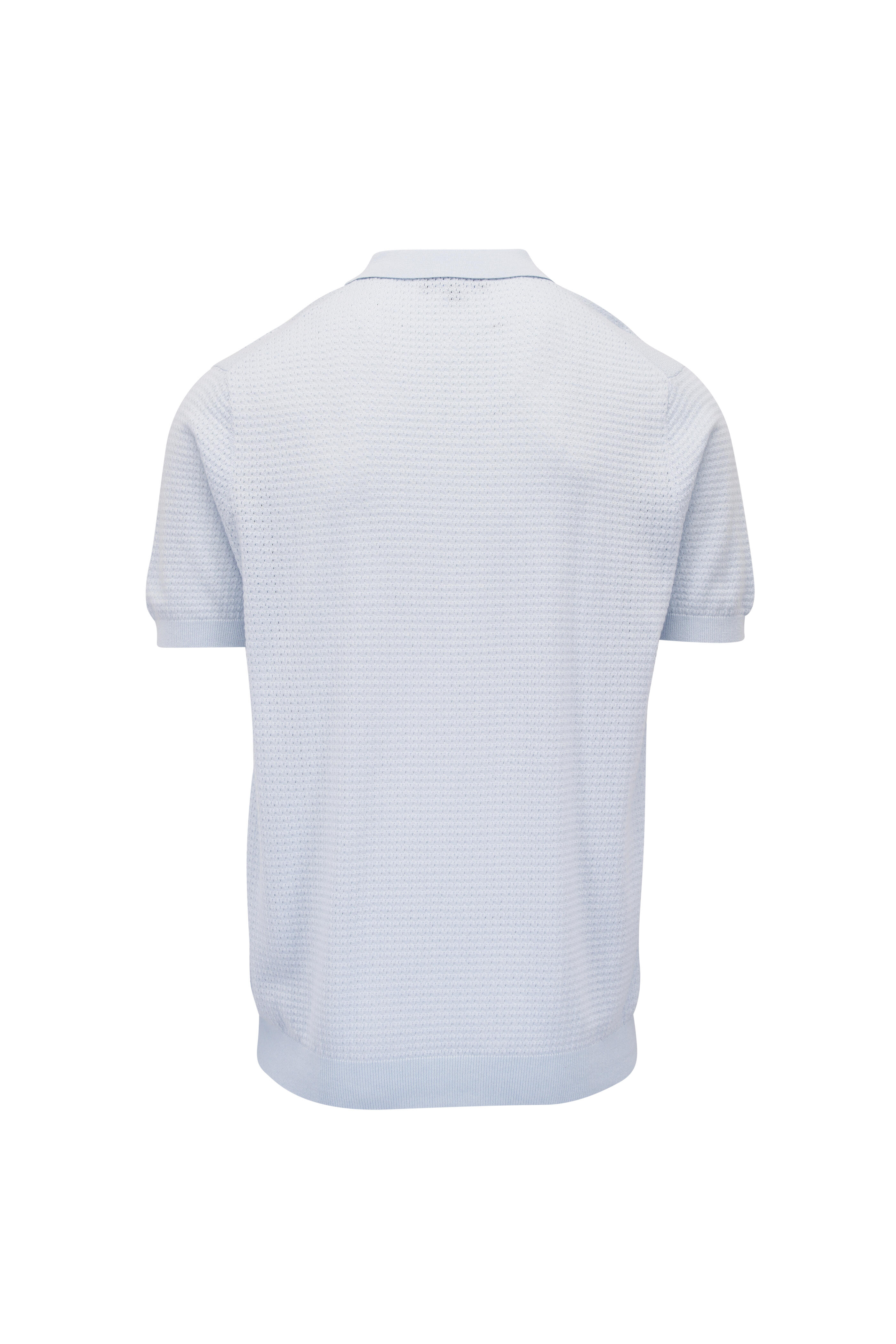 Patrick Assaraf - Light Blue Textured Knit Polo