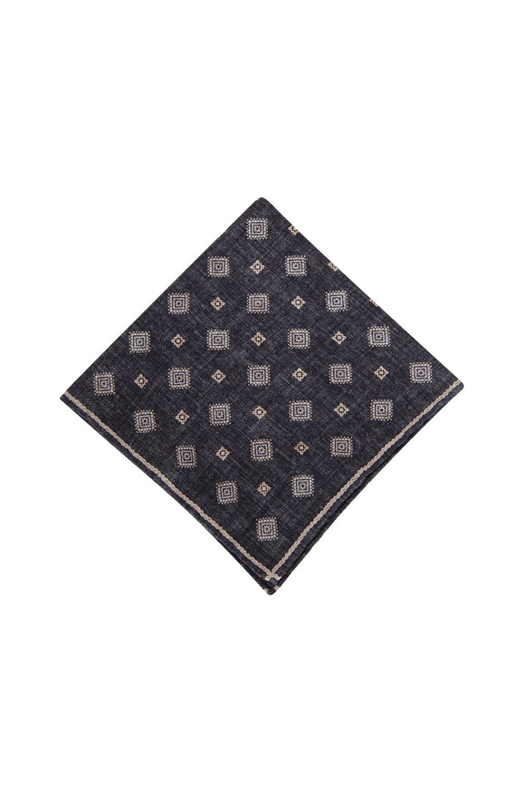 Brunello Cucinelli - Gray Dot Wool Pocket Square 