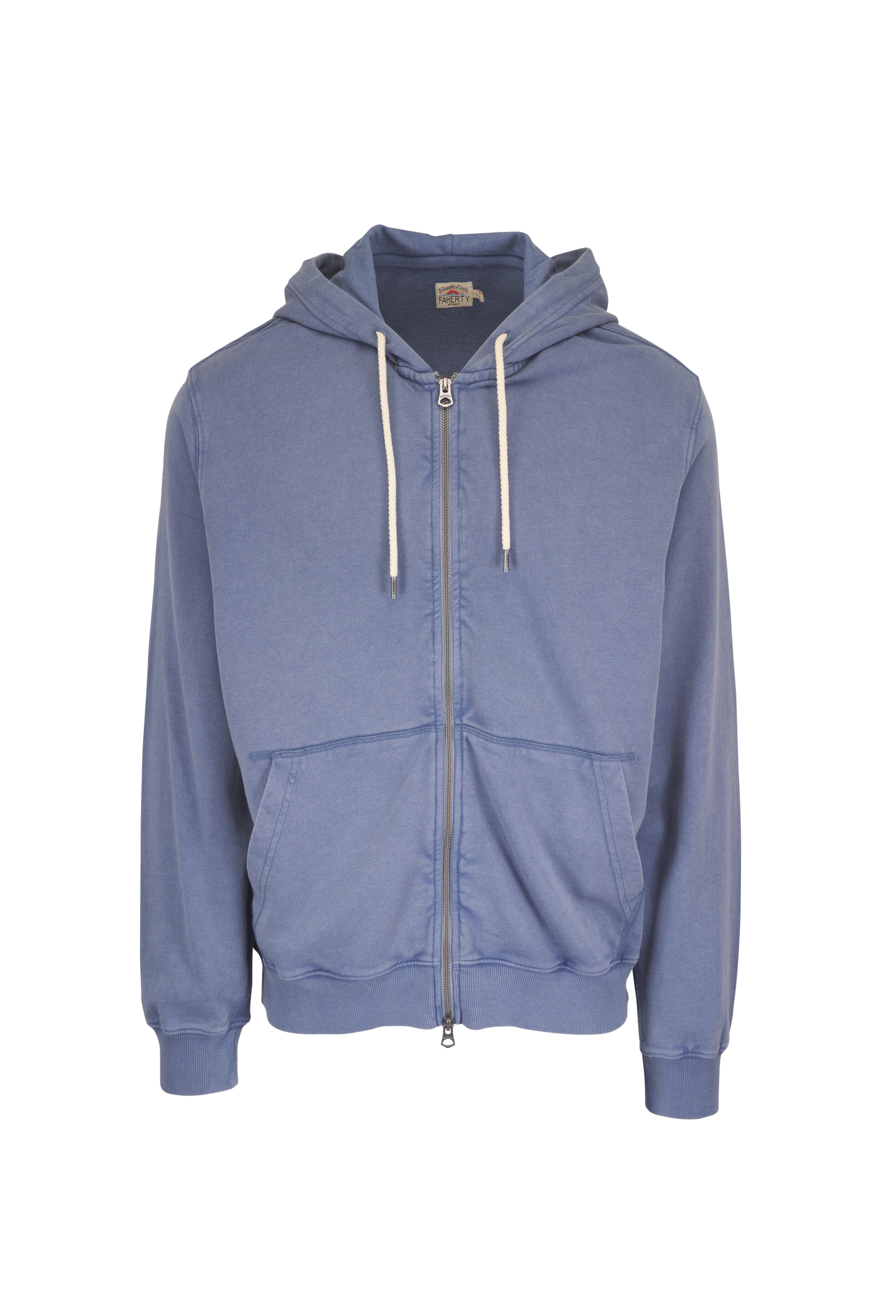 Faherty Brand - Oceanside Blue Fleece Full Zip Hoodie - view 1