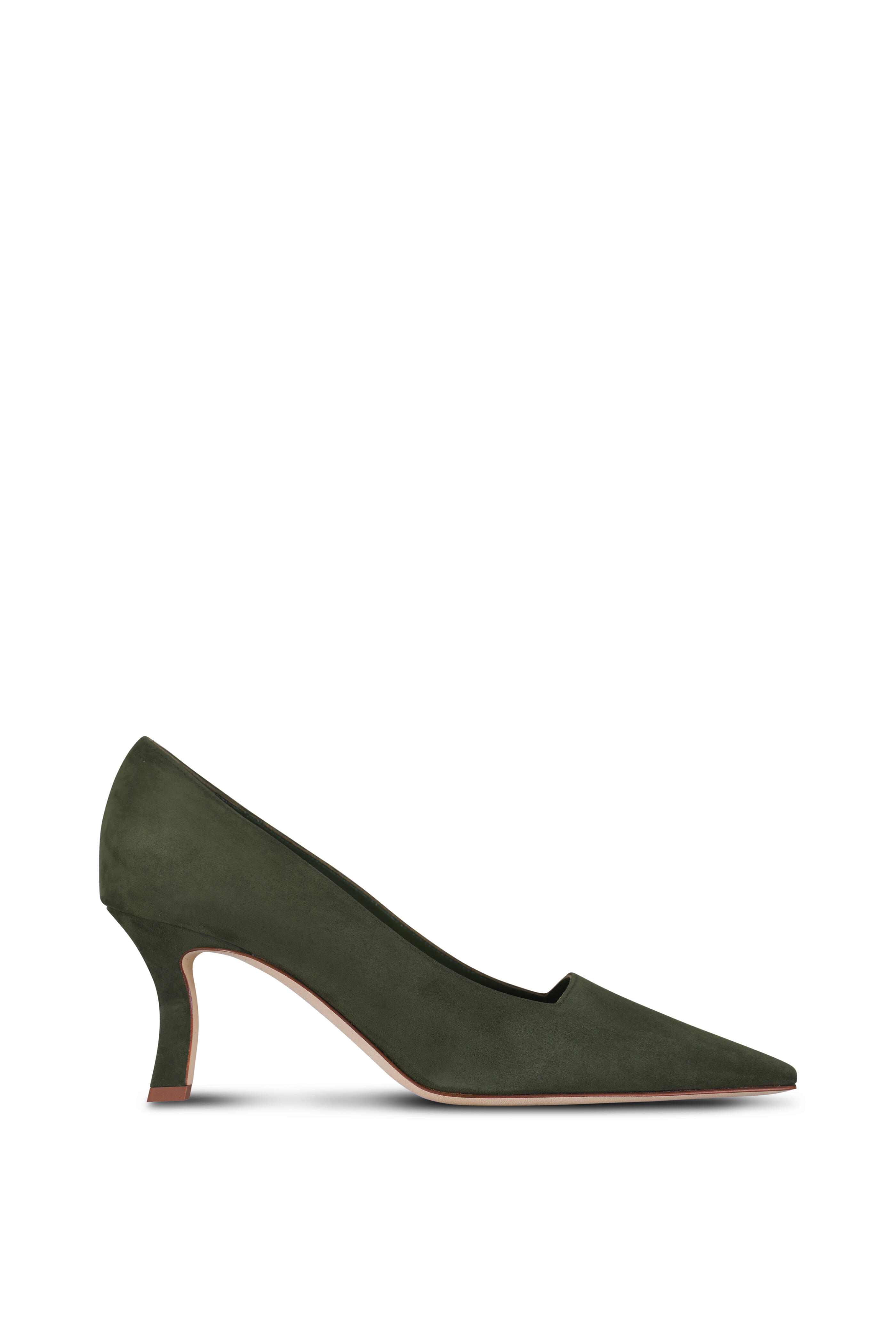 Manolo Blahnik - Moiralo Dark Olive Suede Pump, 70mm