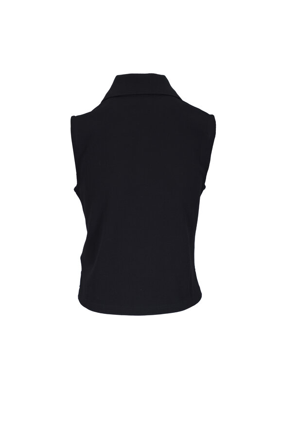 Saint Laurent Black Pique Sleeveless Polo - view 3