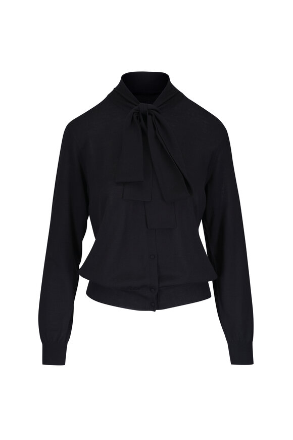 Saint Laurent Lavallière Black Cashmere, Wool & Silk Cardigan