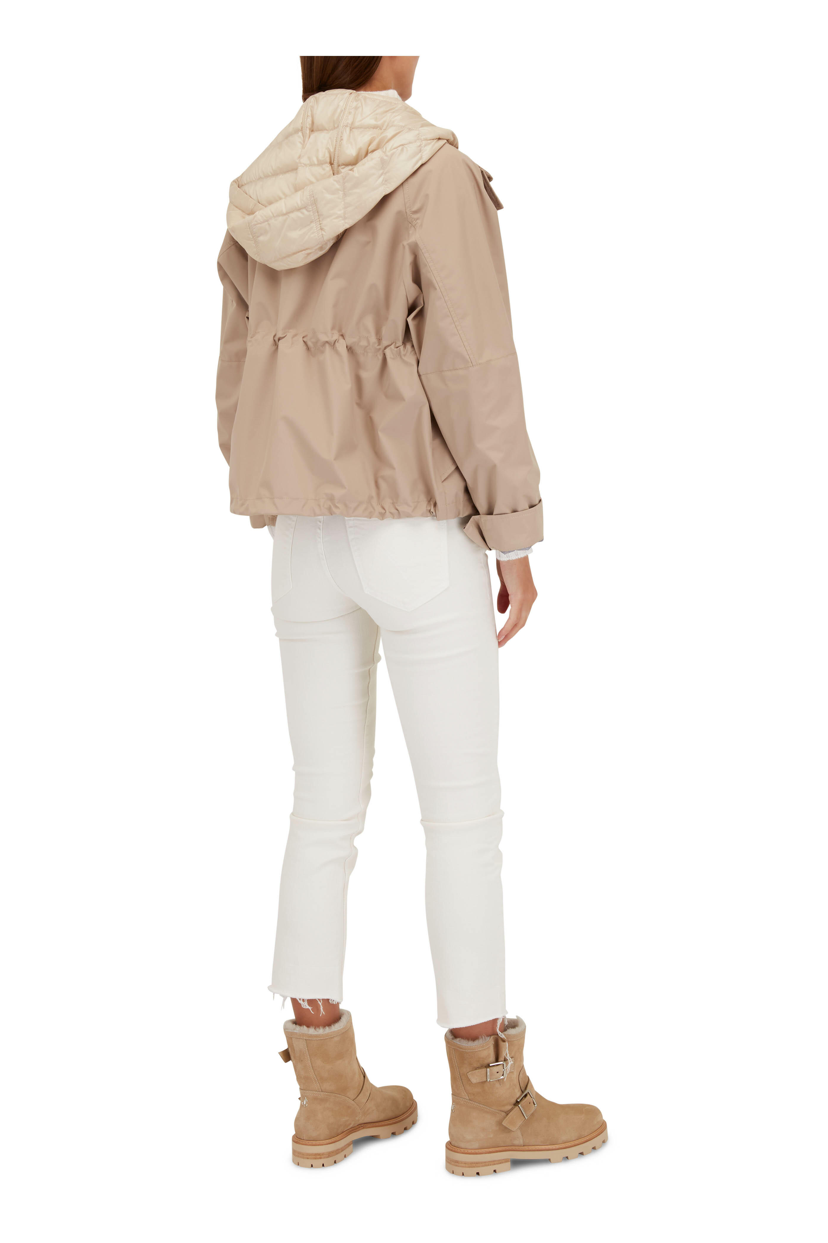 マロン Mother - The Mid Rise Dazzler Crop Fray Cream Puffs Jean