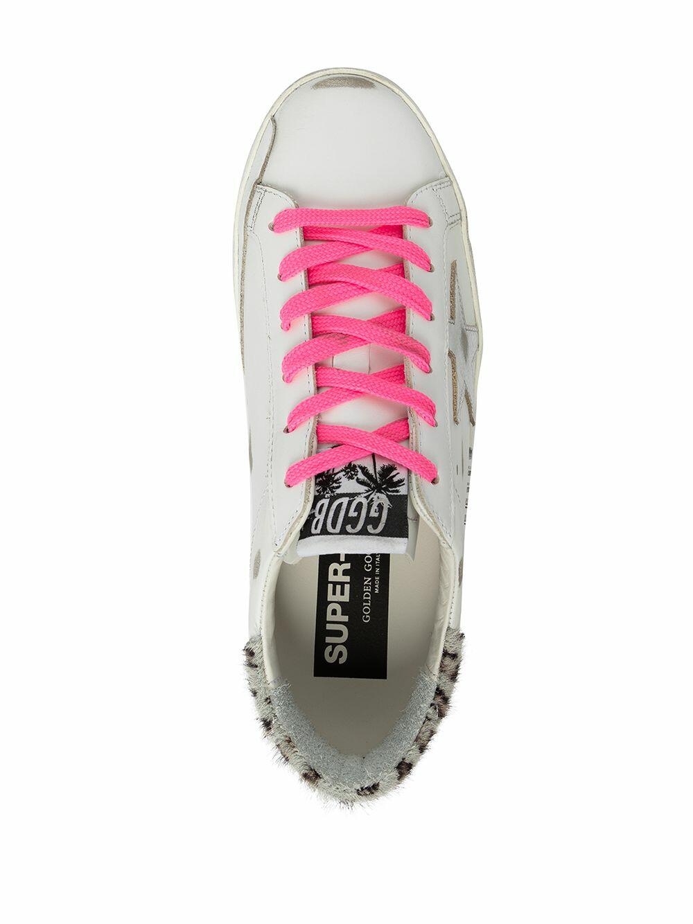 Golden Goose - Super-Star White Leopard Heel Low Top Sneaker