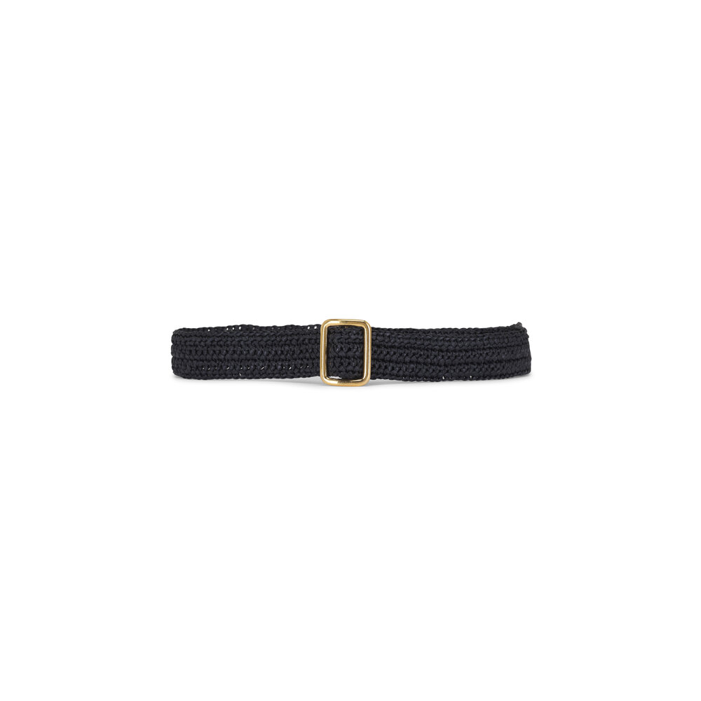 The Row - Ava Black Woven Raffia Belt | Mitchell Stores