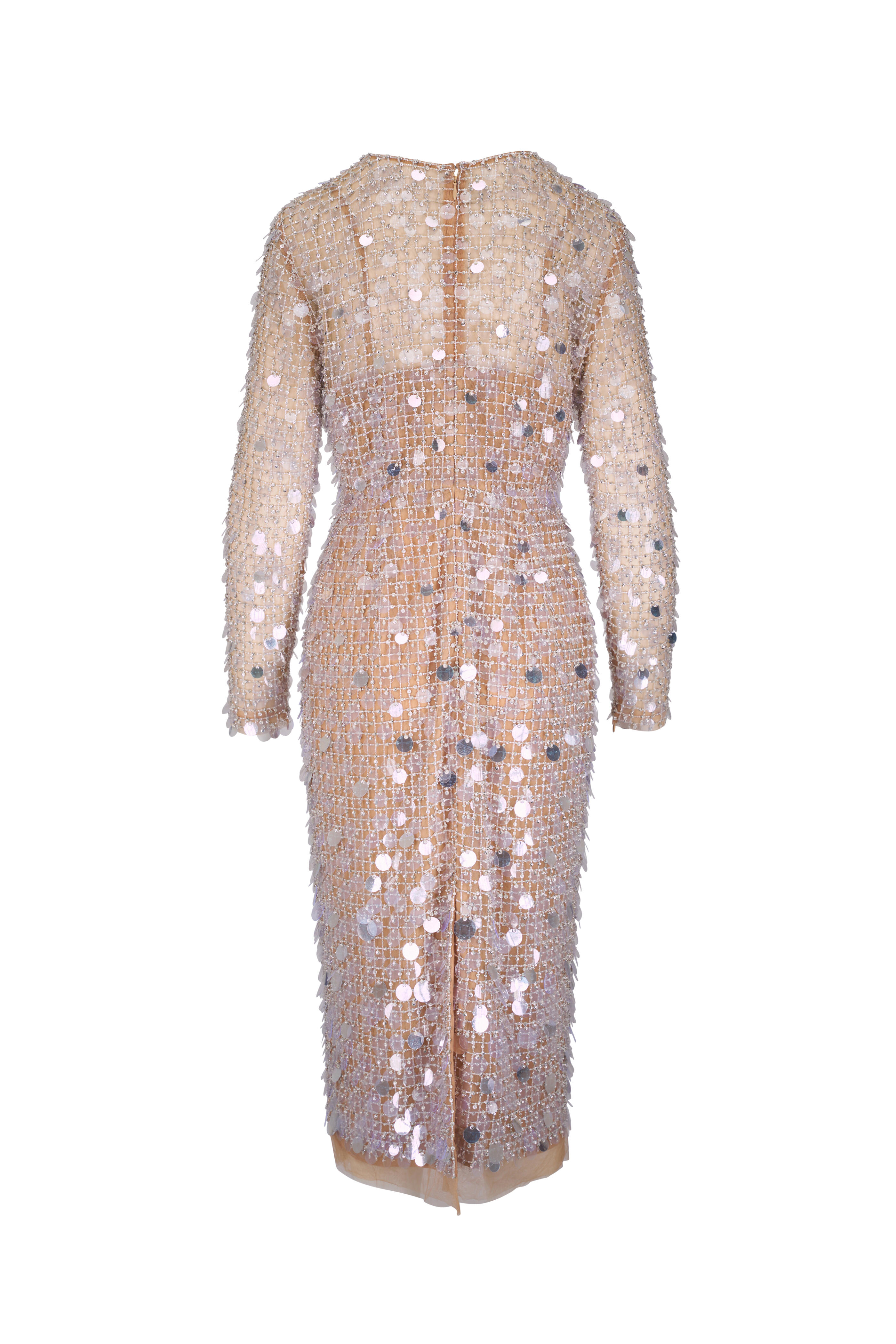 Carolina Herrera - Ivory Crystal Embroidered Midi Dress