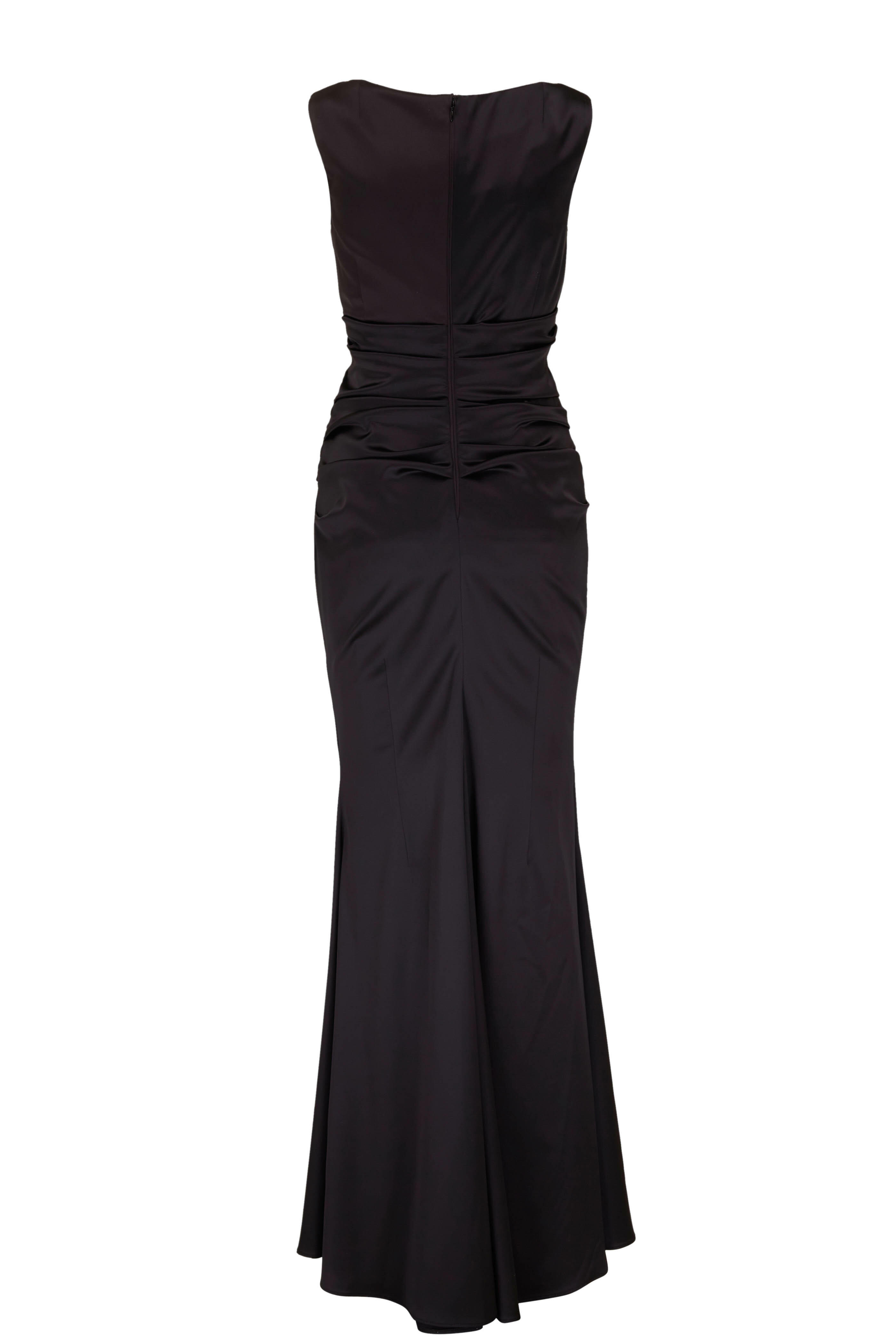 Talbot Runhof Satin Crepe V Neck Column Gown Mitchell Stores