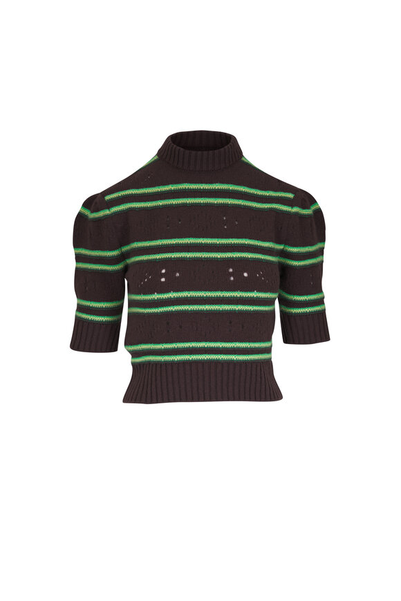 Marni Brown & Green Cashmere Openwork Knit Sweater - view 1