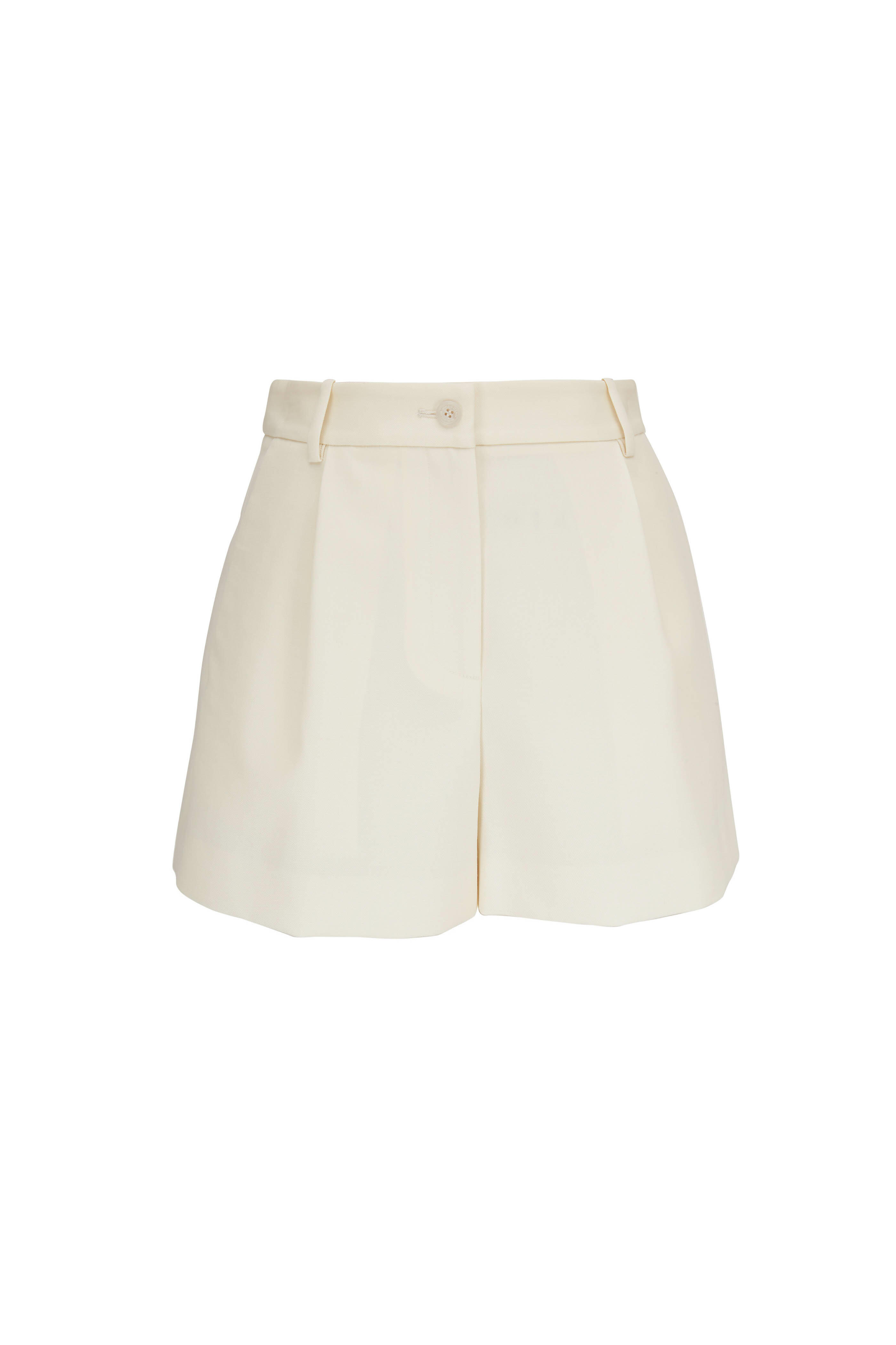 Nili Lotan - Beatrice Ivory Wool Pleated Shorts