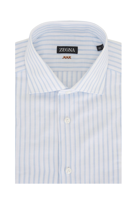 Zegna Light Blue Stripe Sport Shirt