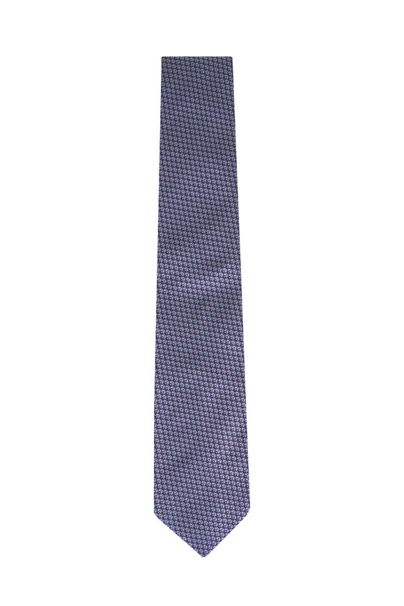 Brioni Sky Blue Micro Jacquard Silk Necktie - view 1