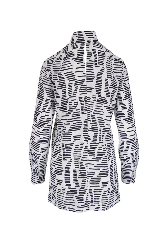 Akris Ecru & Black Silk Mock Neck Tunic - view 2