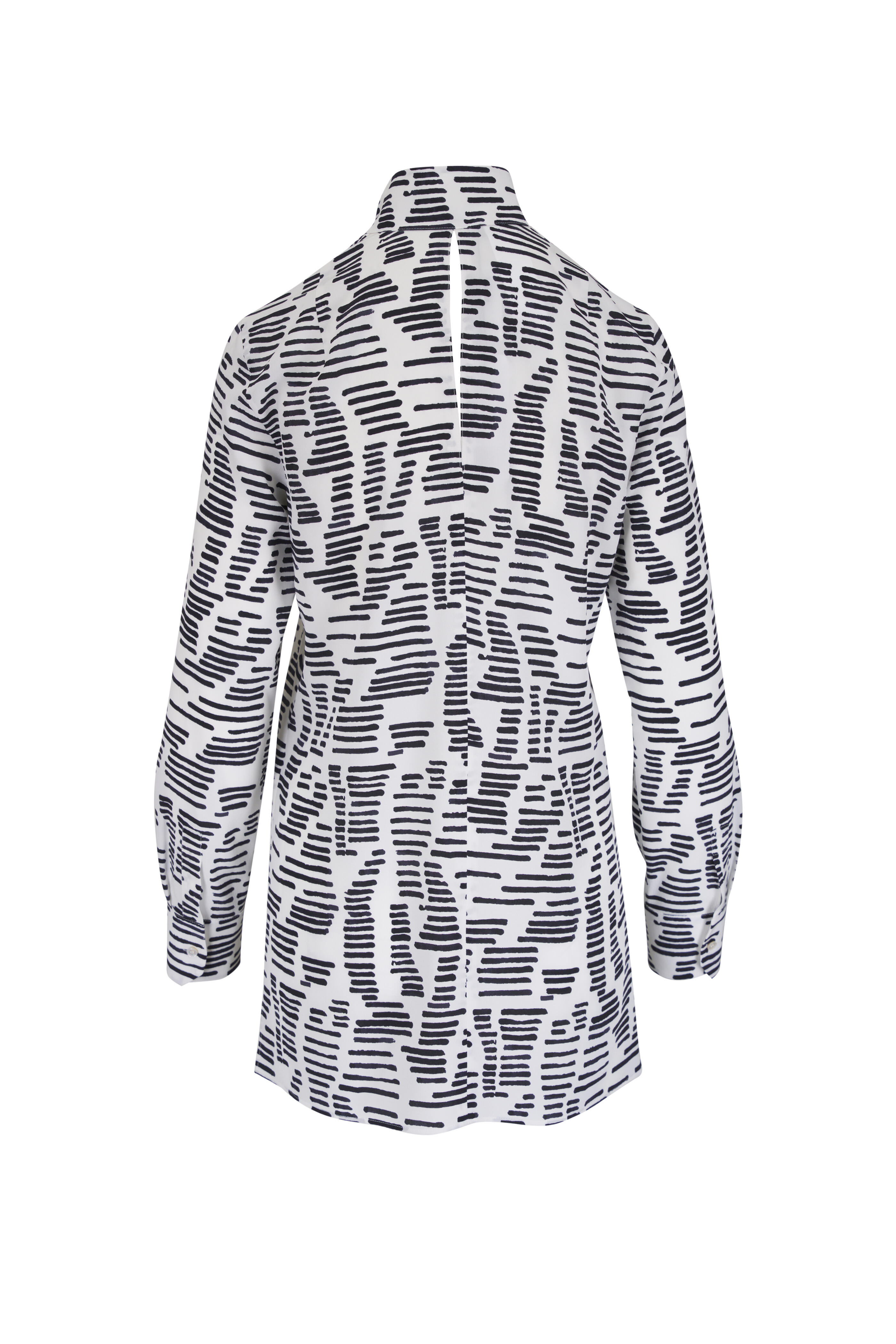 Akris - Ecru & Black Silk Mock Neck Tunic - view 2