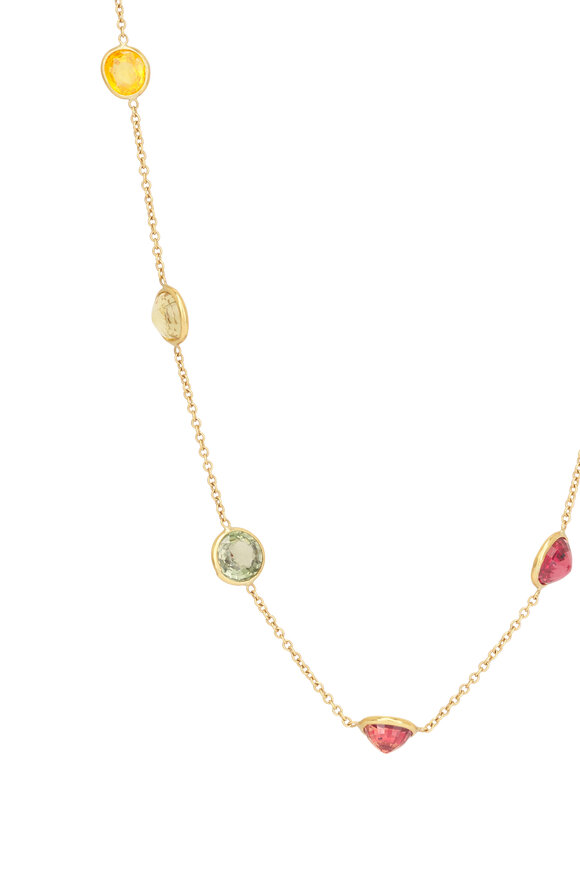 Renee Lewis 18k Yellow Gold Antique Natural Sapphire Necklace - view 2