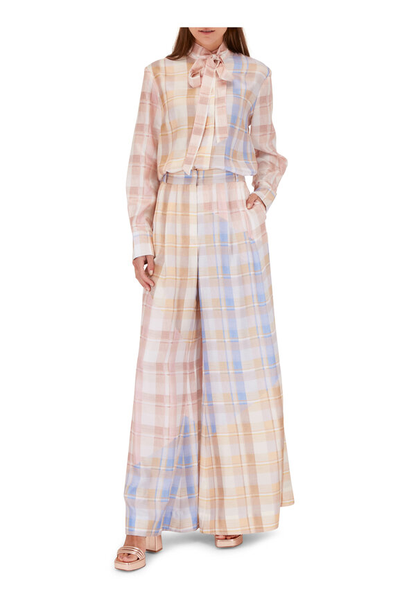 Zimmermann - Dancer Multi-Check Wide Leg Silk Pant