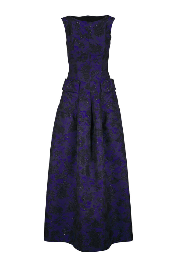 Talbot Runhof Enzian Blue Sequin Jacquard Gown