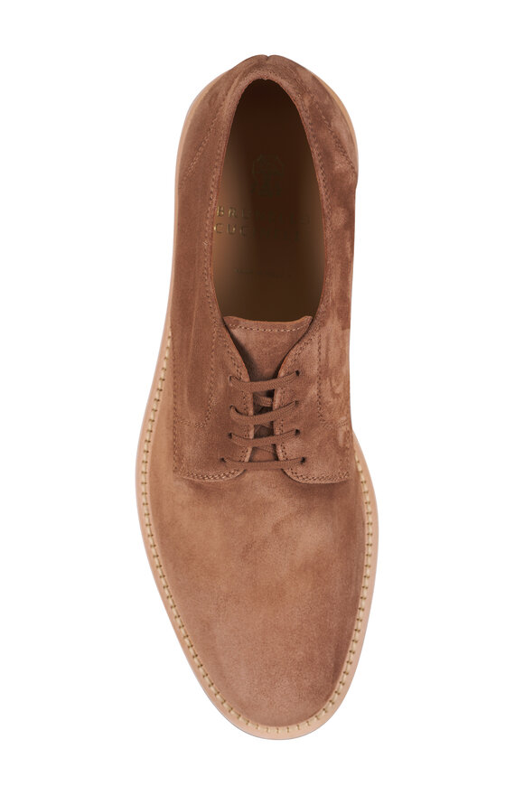 Brunello Cucinelli Reversed Hazelnut Suede Lightweight Derby Laceup - view 4