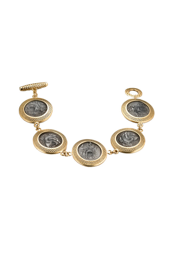 Ray Griffiths - 18K Yellow Gold Alexander the Great Coin Bracelet