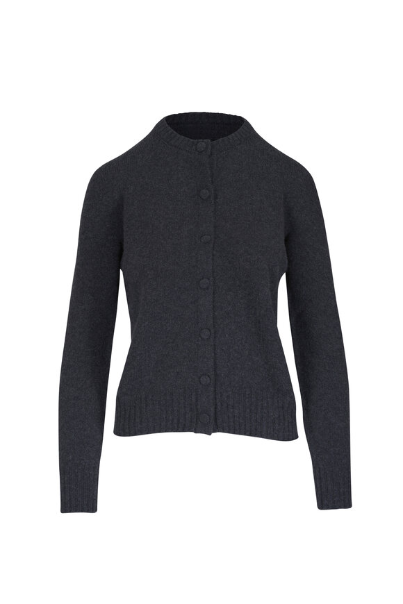 Agnona Lipstick Charcoal Cashmere Crewneck Cardigan - view 1
