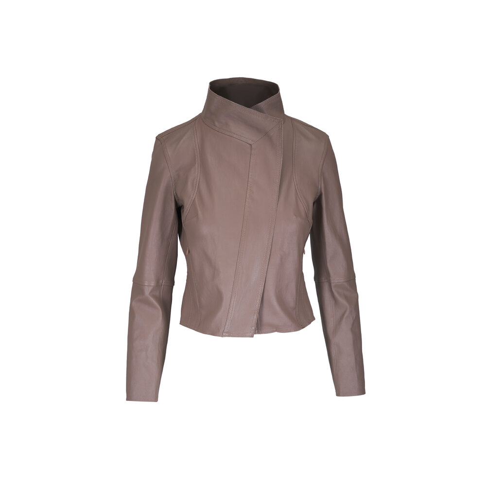 KZ_K Studio - Moto Drape Sand Leather Jacket | Mitchell Stores